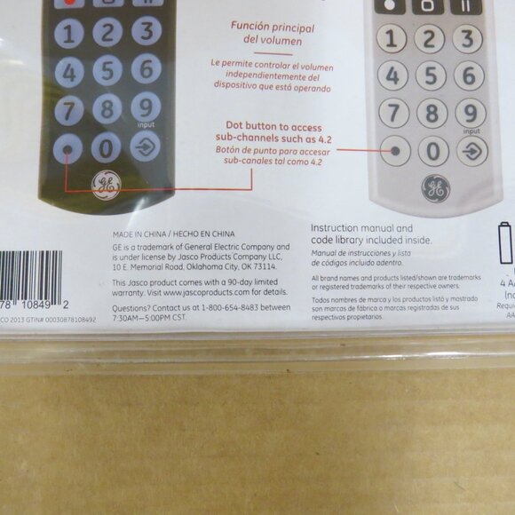 GE Big Button Universal Remote 2 Pack Remote Controls #10849 NIB NOS - Picture 5 of 7